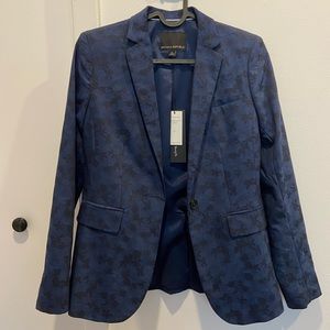 Banana Republic X Marzotto Wool Blazer in Patterned Navy